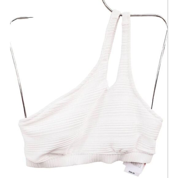 Jessica Simpson Womens One-Shoulder Slash Bikini Swim Top White Cut Out S New - Picture 3 of 7